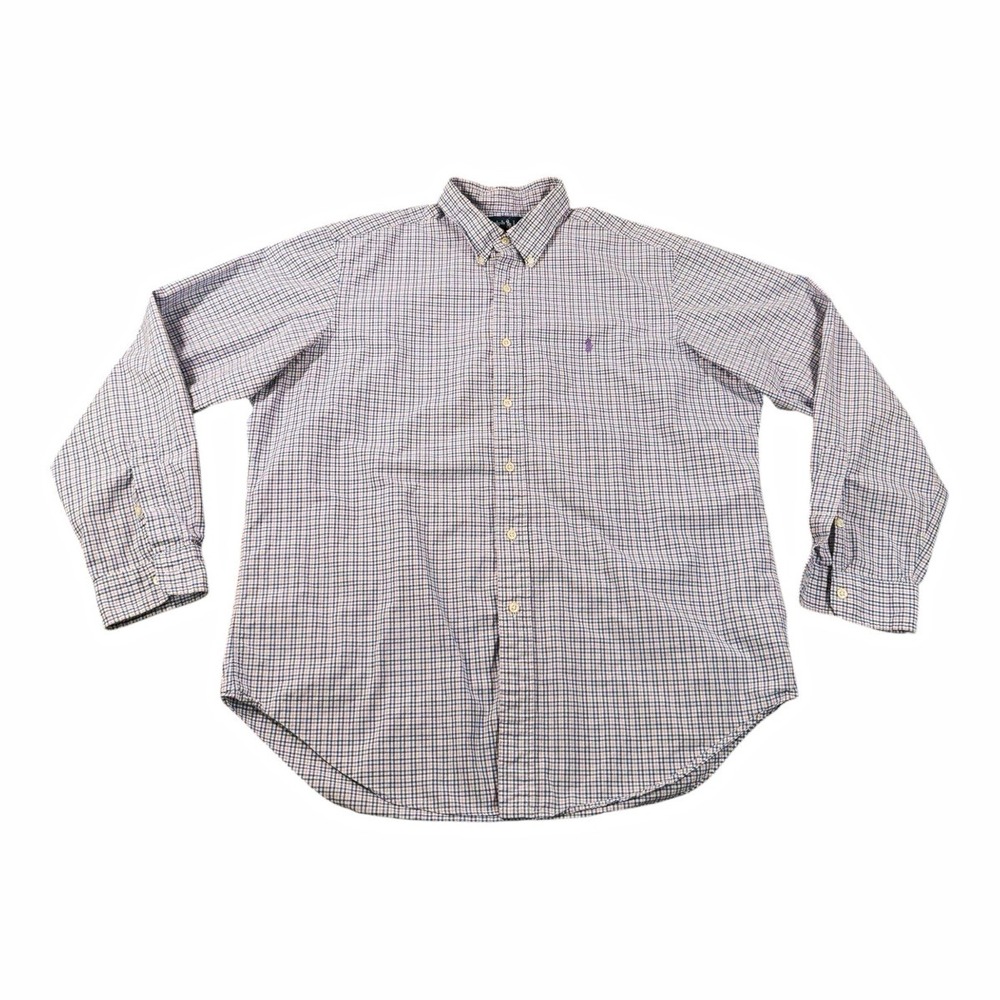 Ralph Lauren Classic Fit Men's XL Blue White Purple Check Cotton LS Shirt